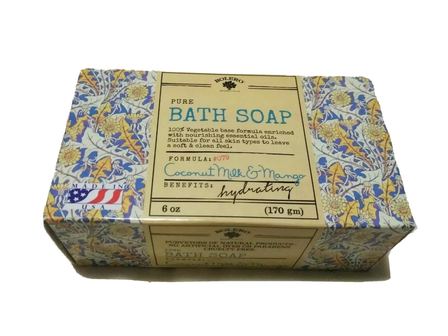 Bolero Coconut Milk & Mango Natural Pure Vegan Hand Soap Bar Soap Triple Milled
