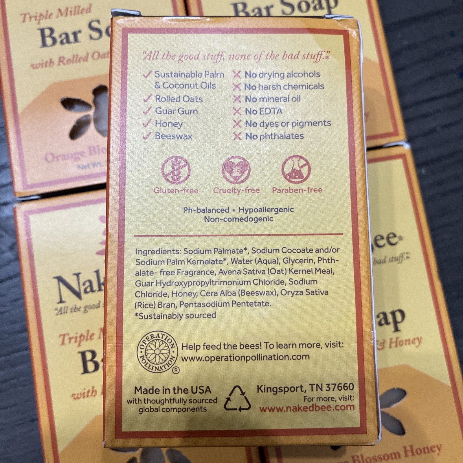 The Naked Bee Oats, Honey Triple Milled Soap, 5 Ounce, 5 Pack, Orange Blossom