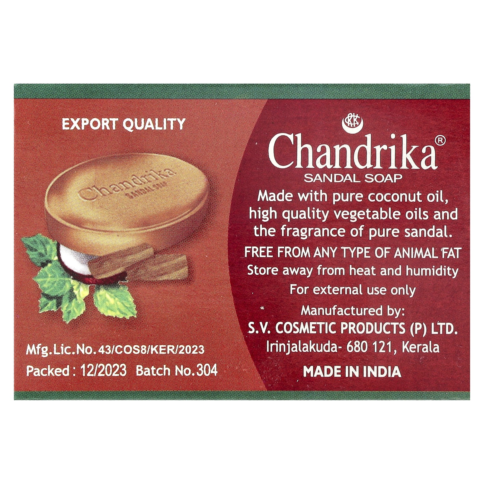 Chandrika Sandal Bar Soap, 75 g