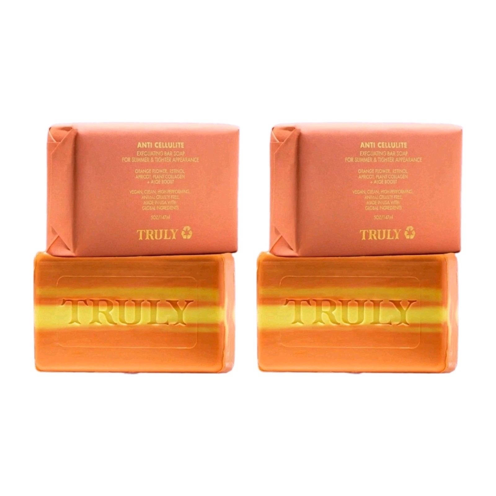 2 x TRULY Anti Cellulite Exfoliating Bar Soap 5oz VEGAN HTF DISCONTINUED HTF