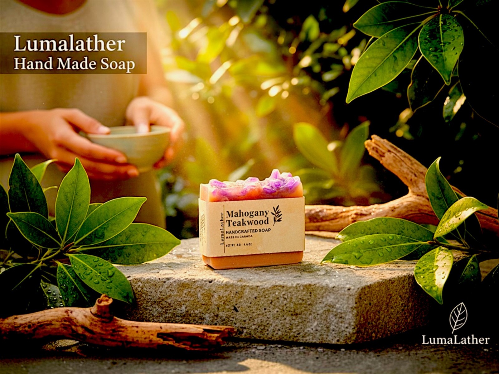 LumaLather Mahogany Teakwood Handmade Soap Bar – Moisturizing Artisan Bath Soap