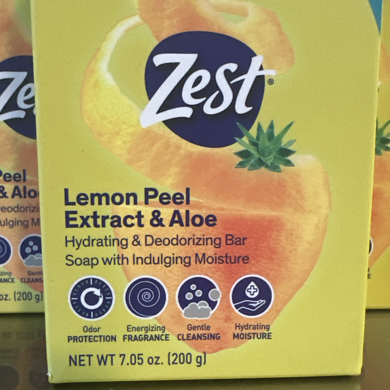 Zest Lemon Peel Extract & Aloe Hydrating & Deodorizing Bar Soap 7.05oz (3 Bars)