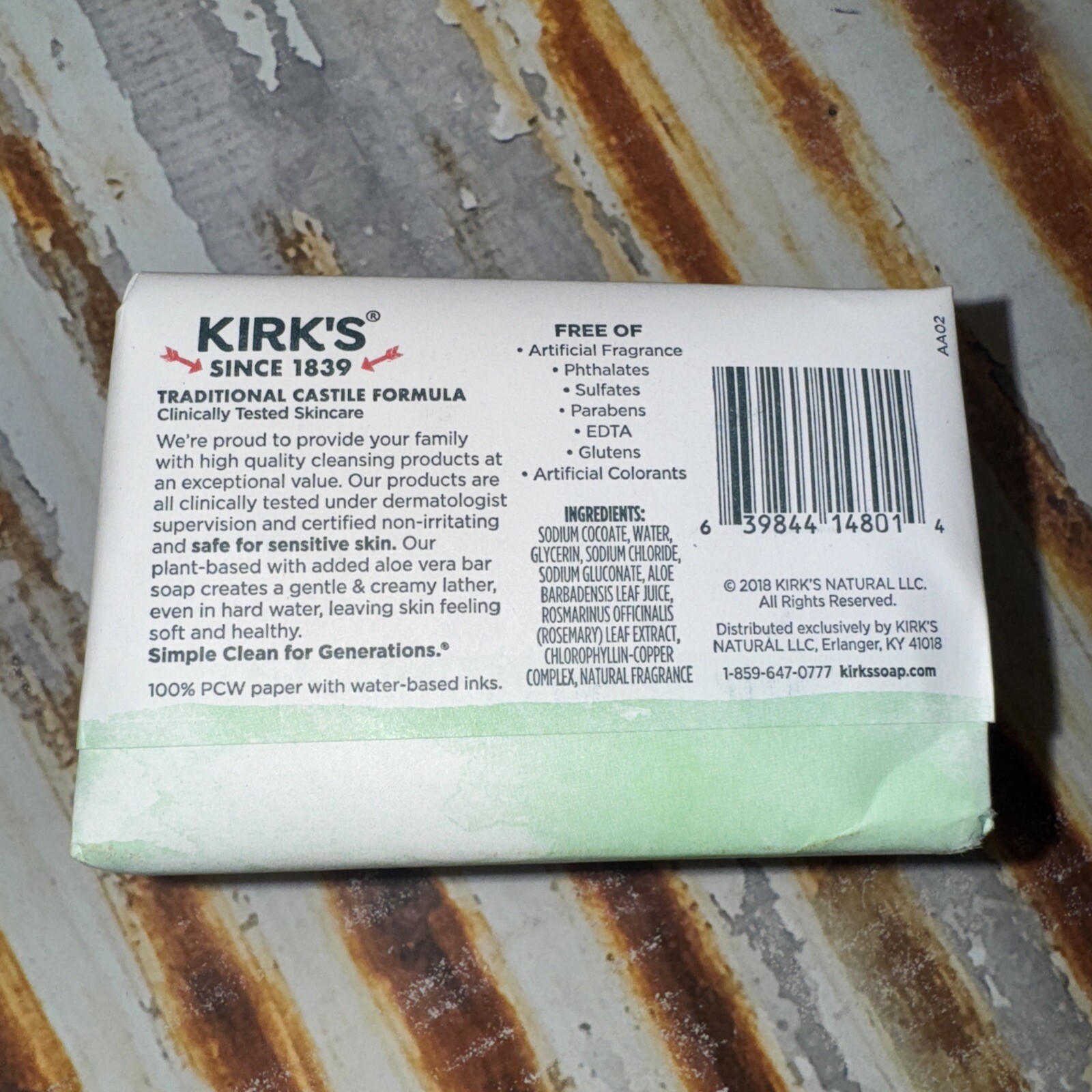 3 BARS 100% Premium Coconut Oil, Gentle Castile Soap, Soothing Aloe Vera 4 oz