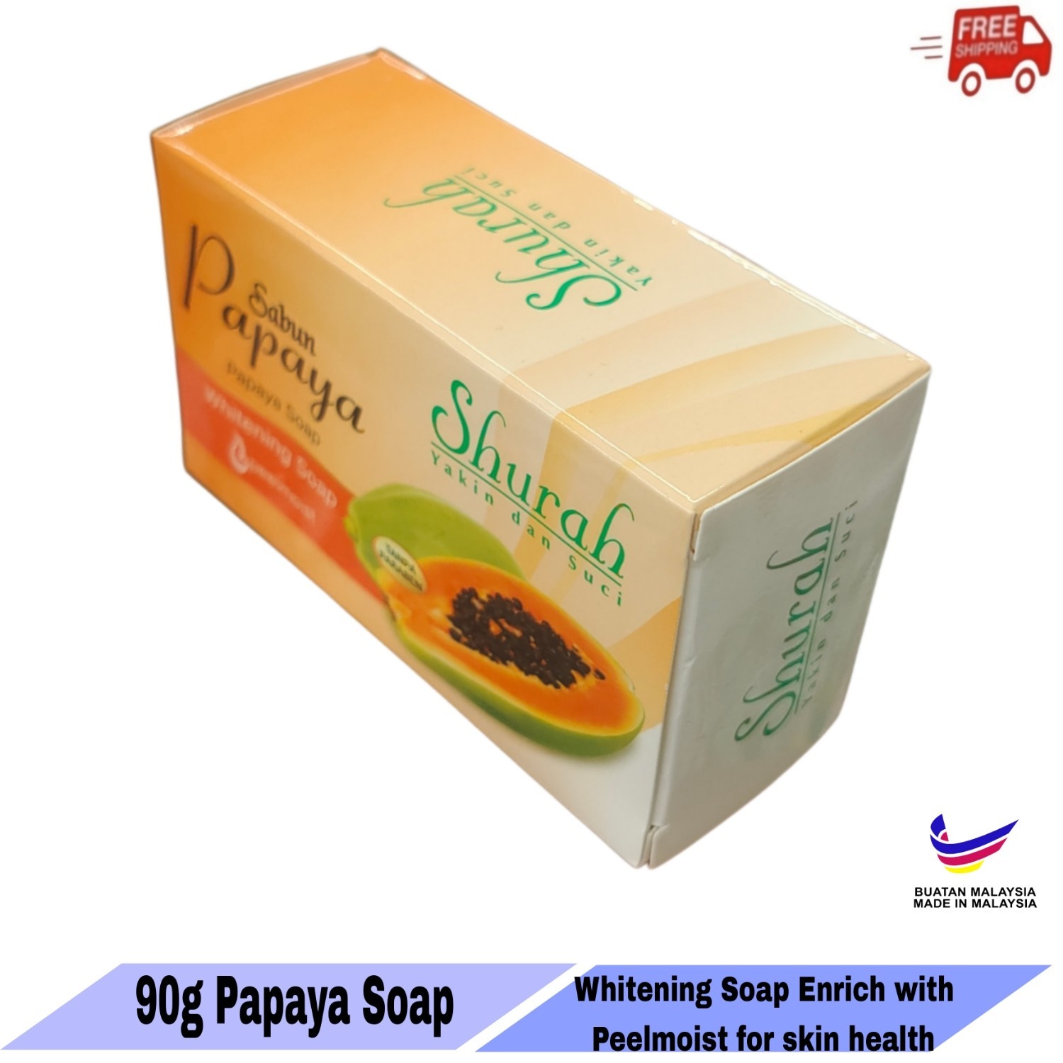 2x Papaya Extract Whitening Soap with Peelmoist for Skin Moisture-FREE SHIPPING