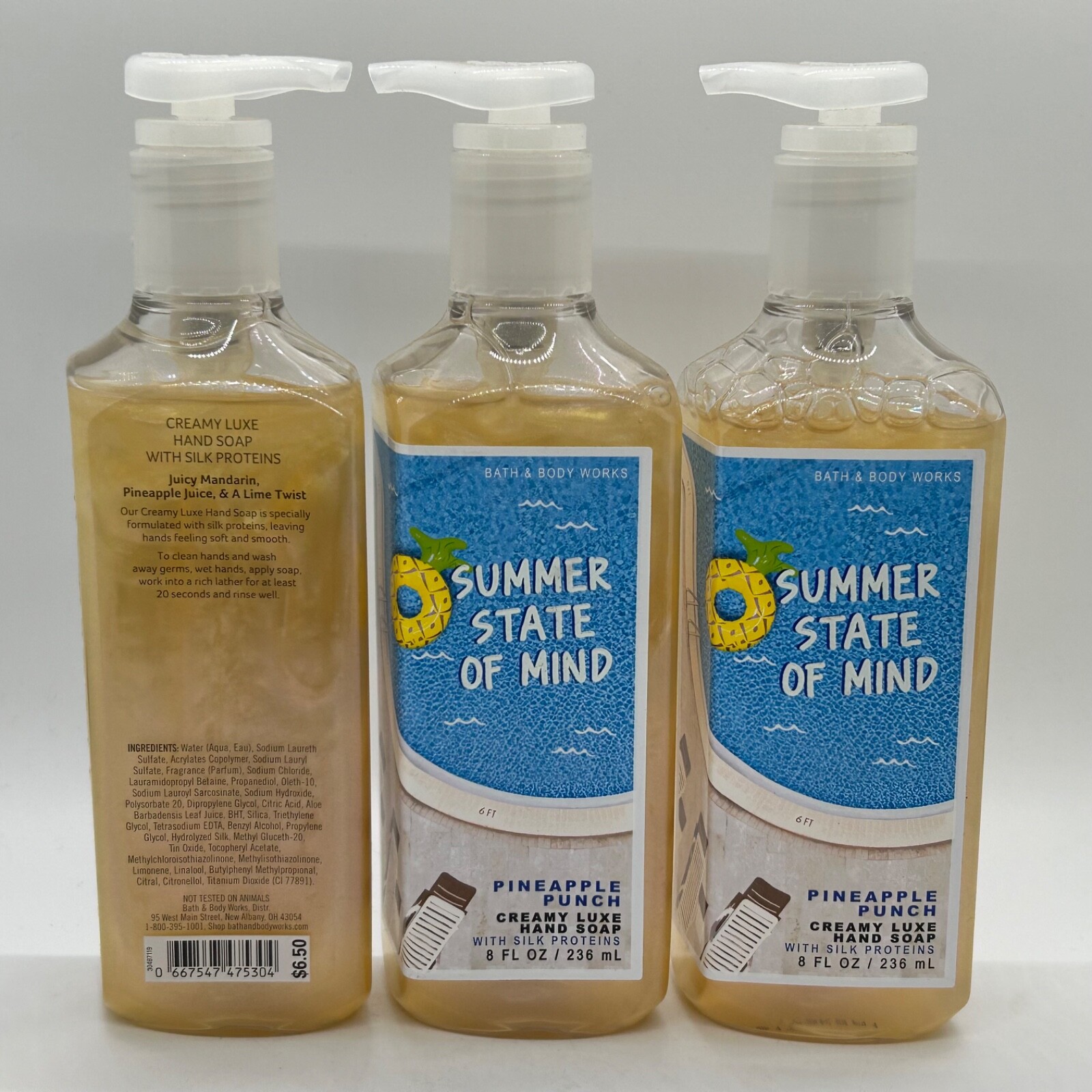 3 Bath & Body Works Summer State of Mind Pineapple Punch Creamy Luxe Hand Soap