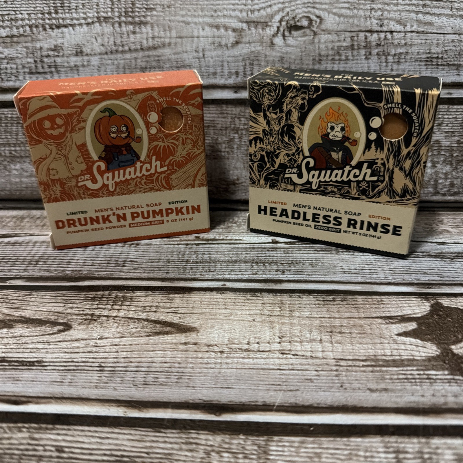 Dr Squatch Soap. Lot Of 2 Limited Edition Drinking Pumpkin And Headless Rinse