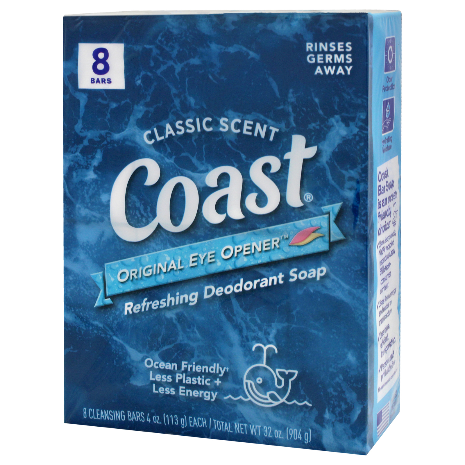 Refreshing Deodorant Soap – Classic Scent by Coast for Unisex – 8 x 4 oz Soap