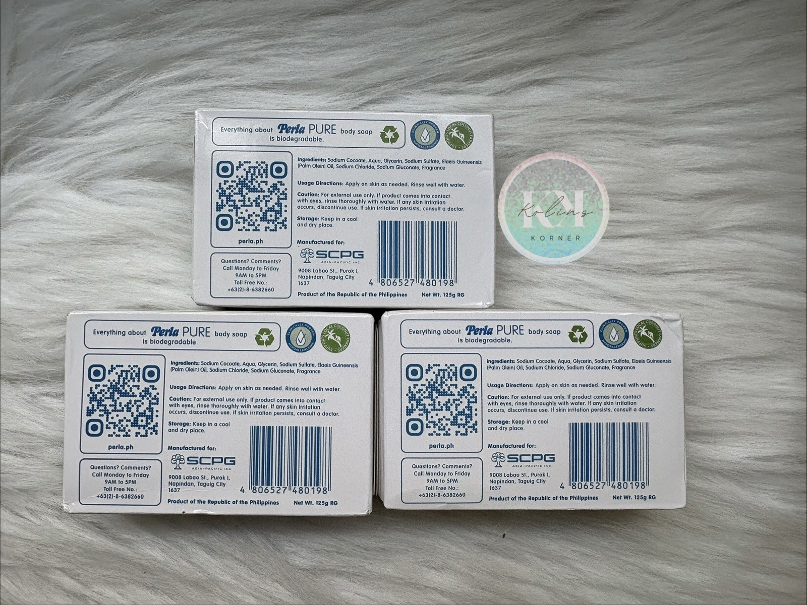 3 BARS Perla Pure Bath Pure Coconut Oil