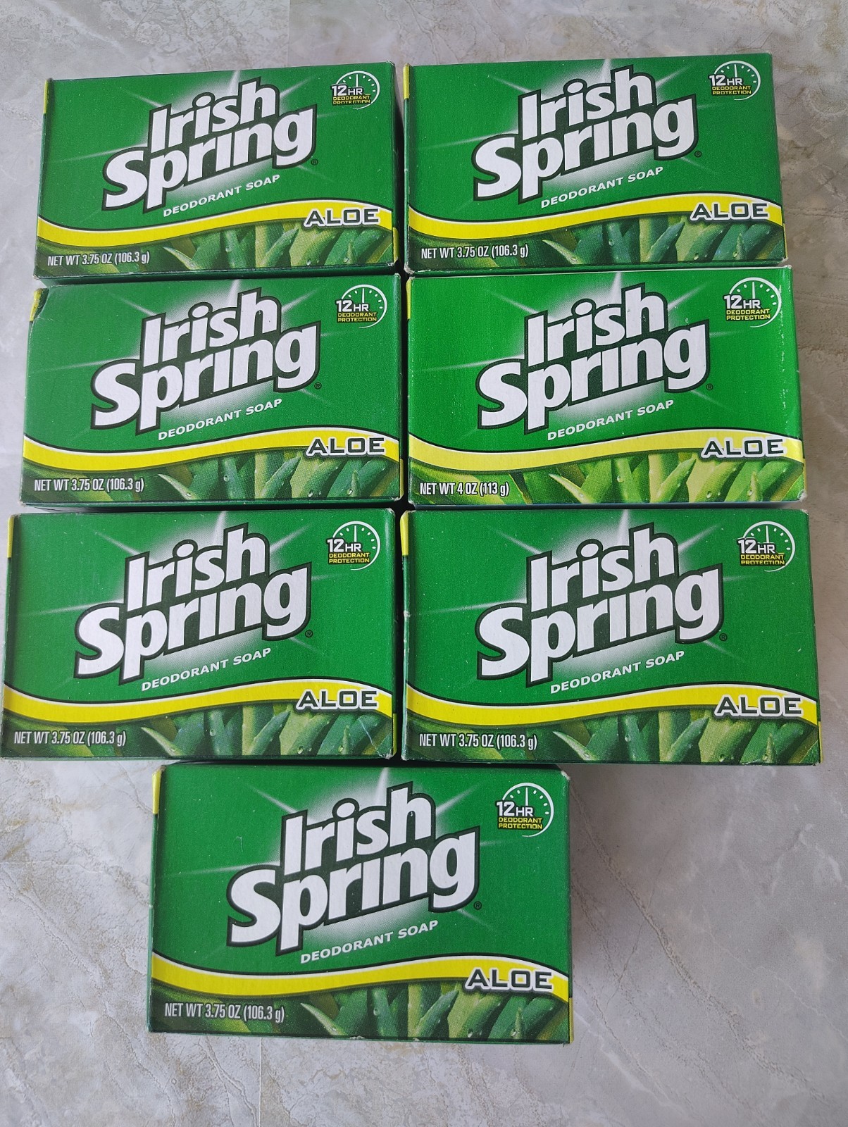 Vtg Soap Irish Spring LOT of 7 Bath Size Bars Deodorant 3.75 oz Aloe NO Flaxseed