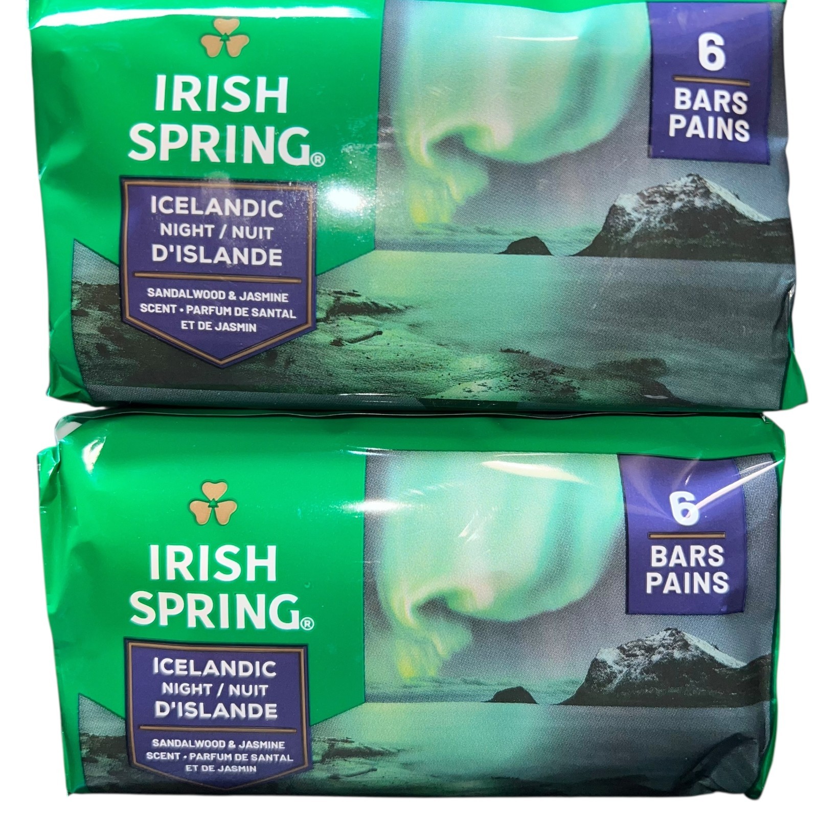 2x Irish Spring Icelandic Nights Soap 6-Bar Packs 4.2oz Jasmine Sandalwood Scent