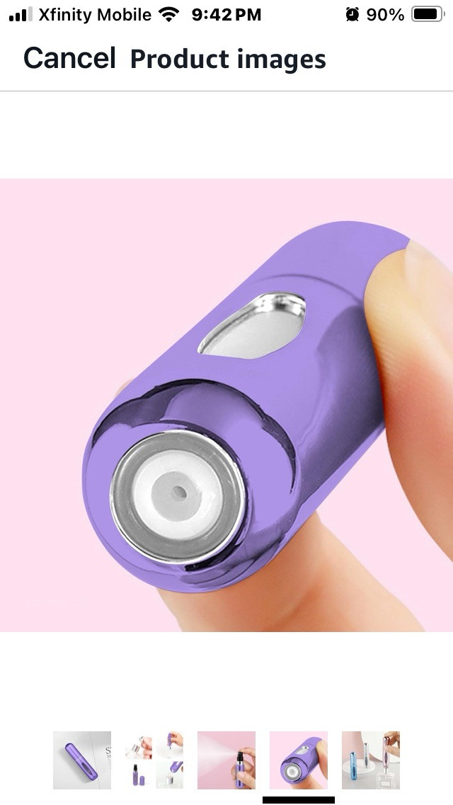 2 Travel Perfume Purse Bottle Atomizer Sanitizer Spray Refillable Pink Purple