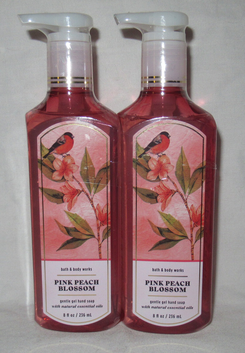 Bath & Body Works 8 fl oz Gentle Gel Hand Soap Lot Set of 2 PINK PEACH BLOSSOM