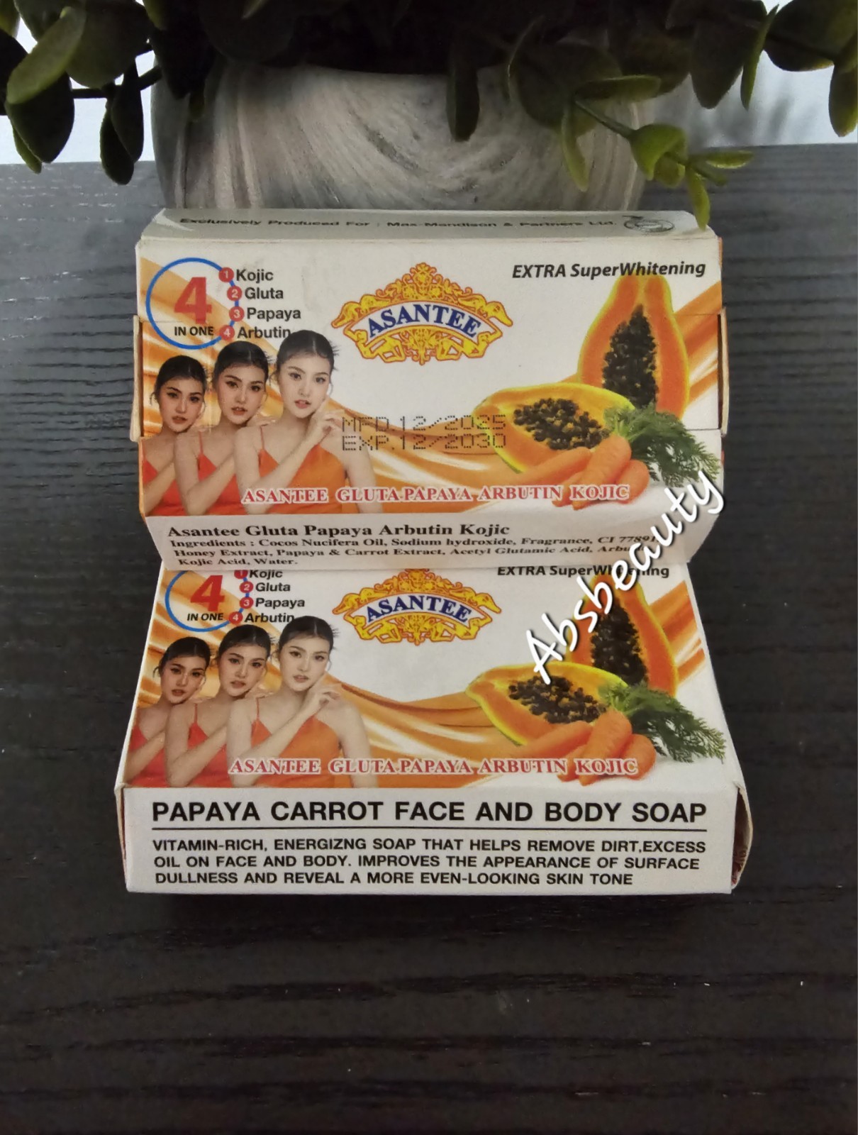 Asantee 4in1 Papaya,Carrot Face & Body Soap 125g👍, 1pc