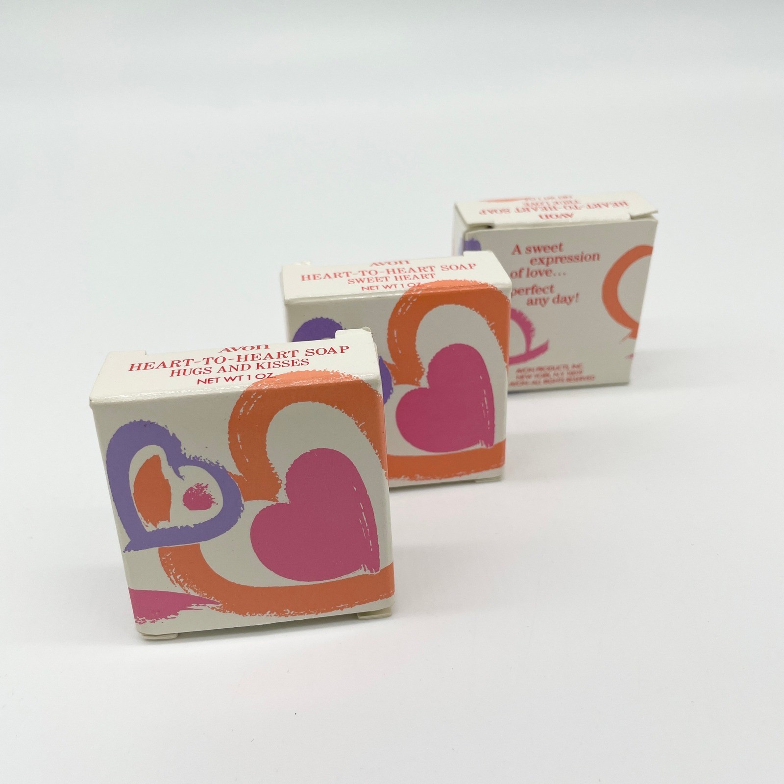 Vintage Avon Bath Soap Heart to Heart 1980s Hugs Kisses Sweetheart Valentines