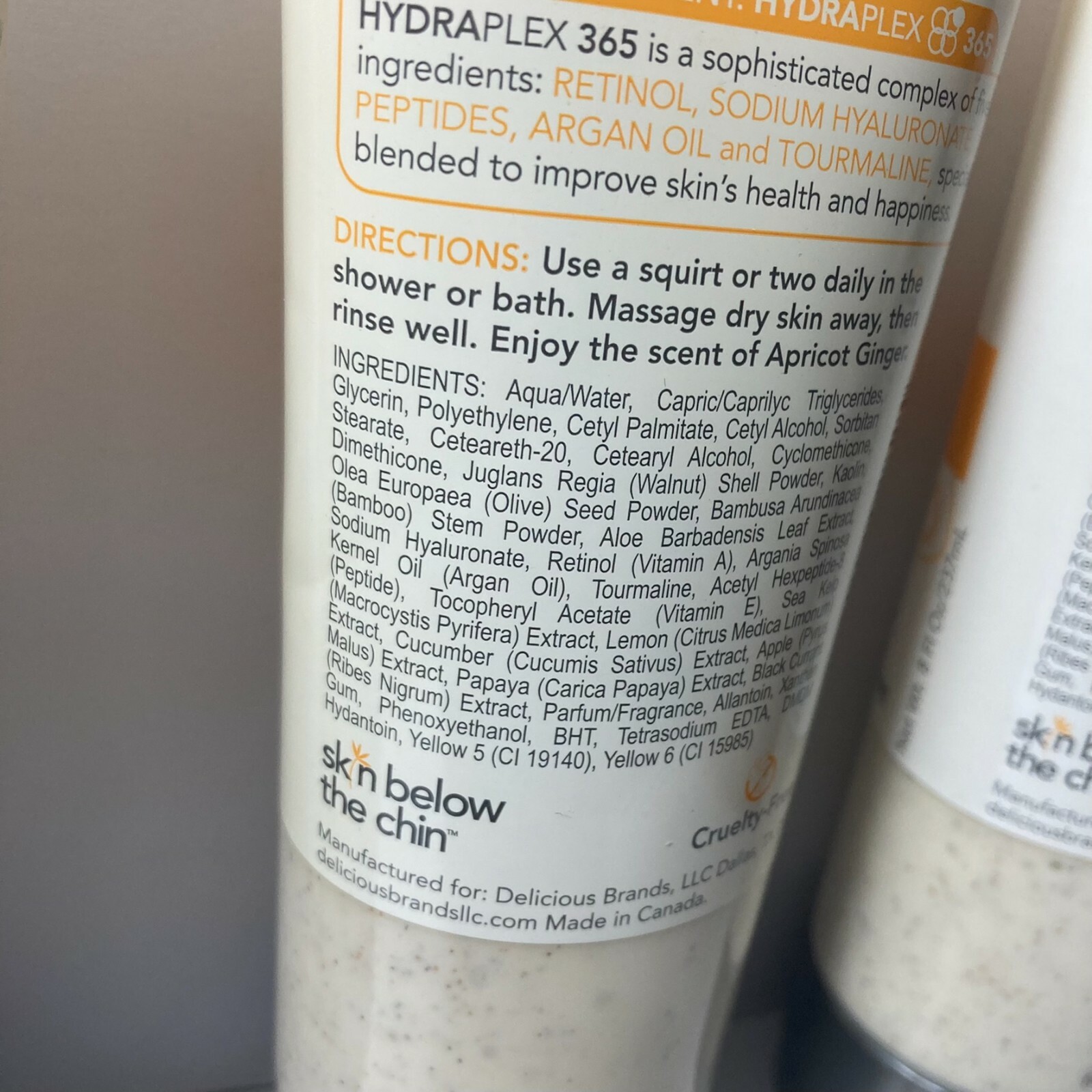 3 DAMAGED Skin Below The Chin Exfoliating Body Scrub Apricot Ginger DISCONTINUED