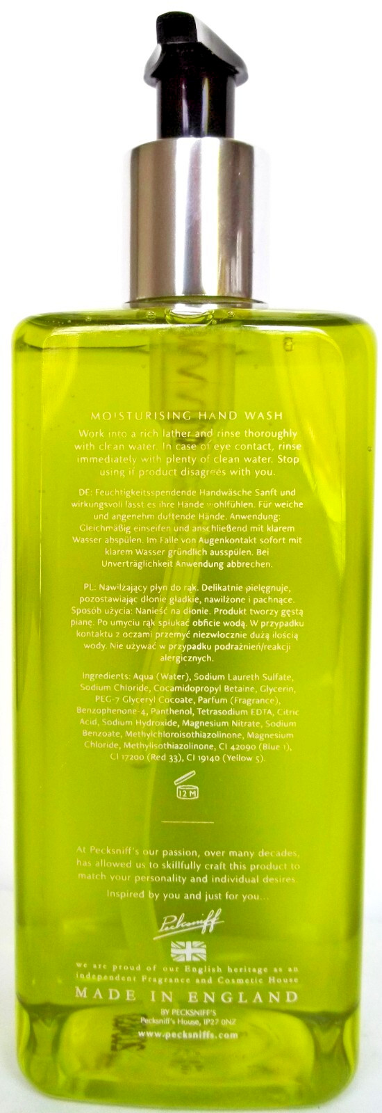 PECKSNIFF’S England PINEAPPLE & KEY LIME Hand Wash, 16.9 fl. oz, NEW