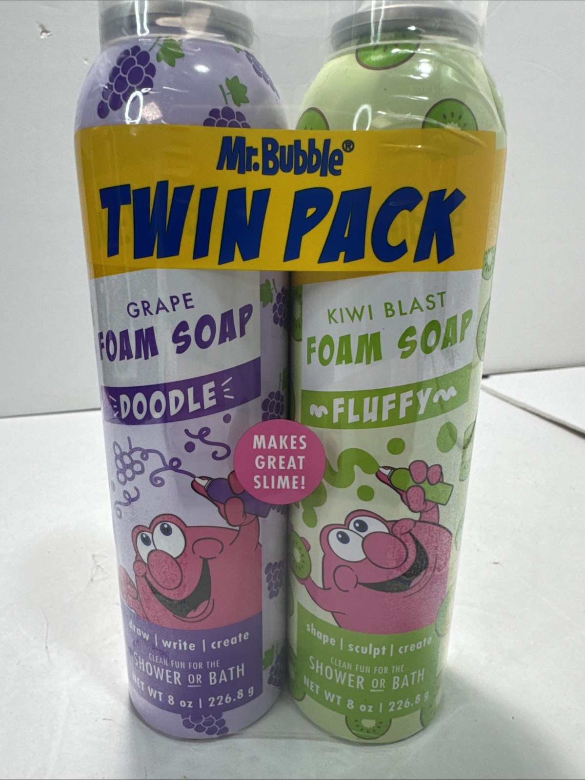 New Sealed Mr. Bubble Foam Soap – Twin Pack. Grape and Kiwi Blast