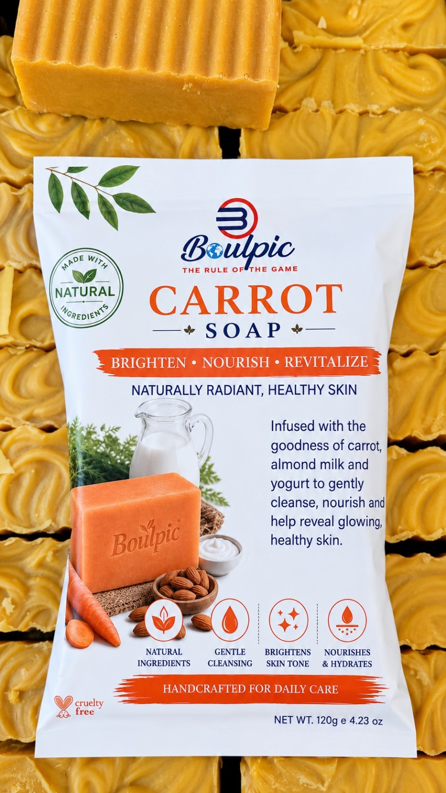 3 handmade carrot soap