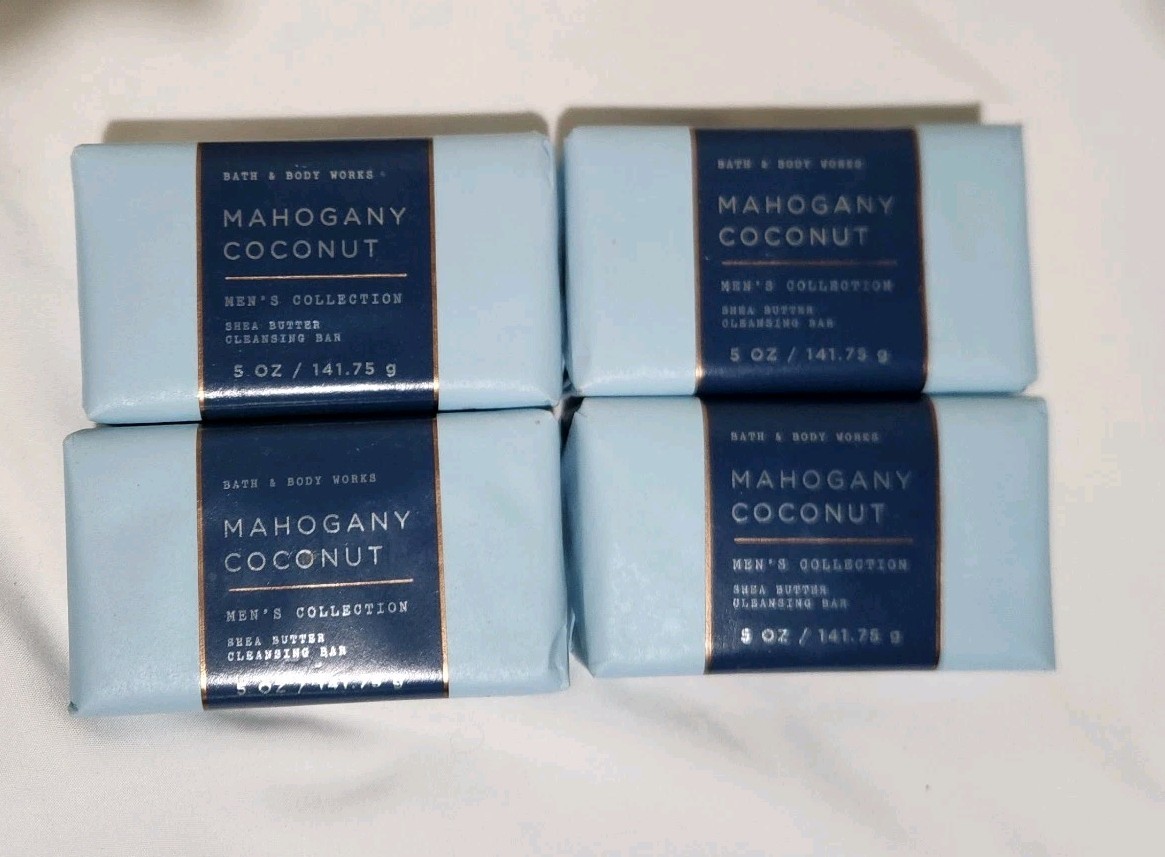 Bath & Body Works Bar Soap Mens Mahogany Coconut Shea Butter 5 Oz Lot Of 4