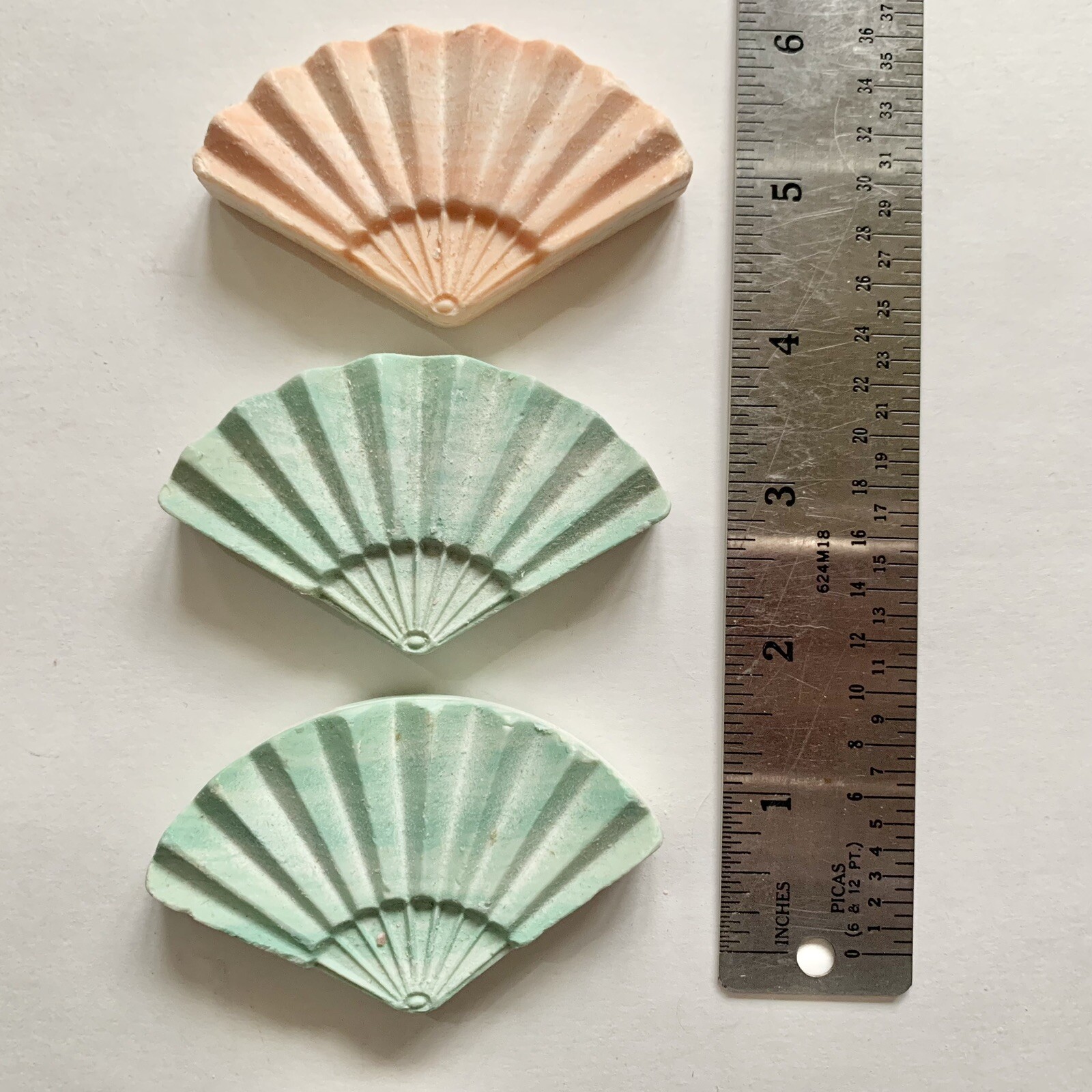 Lot of 9 Vintage Miniature Bathroom Soaps Fan Pineapple Shell Rose Cube Alwin