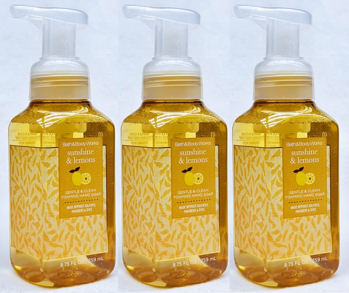 3 Bath & Body Works SUNSHINE LEMONS Gentle Foaming Hand Soap 8.75 oz