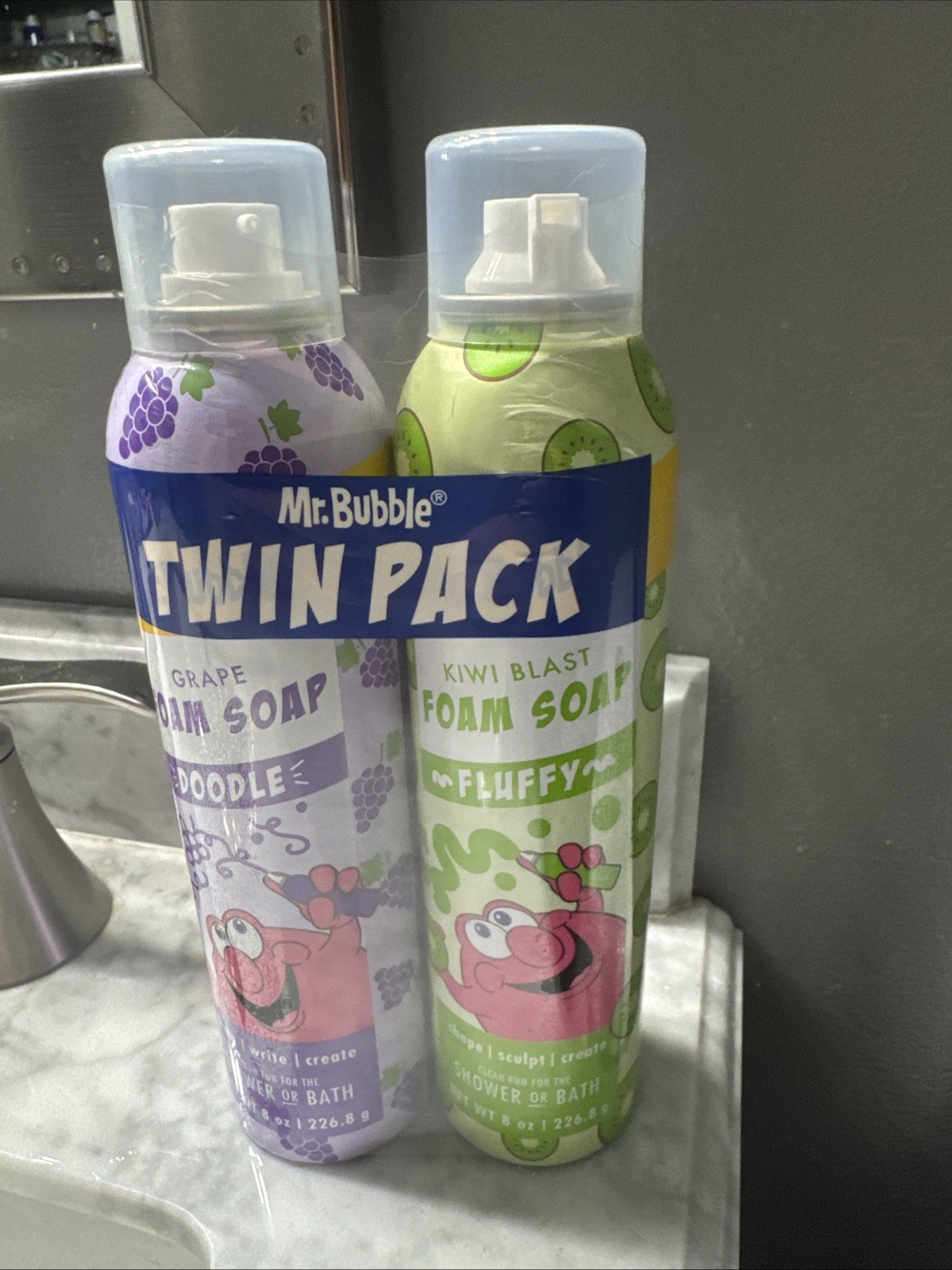 Mr Bubble Foam Soap Grape 🍇& Kiwi 🥝. Blast! 2 Twin Pack! Sensory Play!