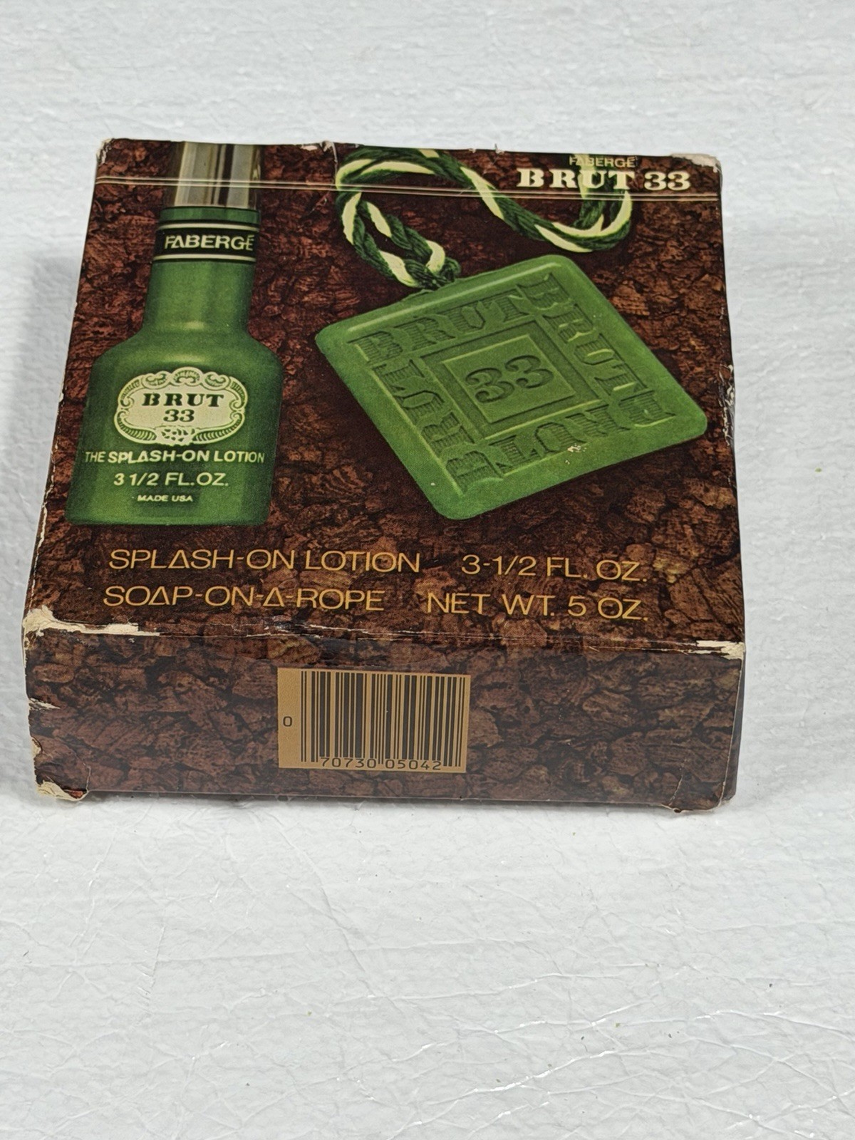 Vintage BRUT For Men FABERGE SOAP-ON-A-ROPE w/splash Lotion – Green Unused Read