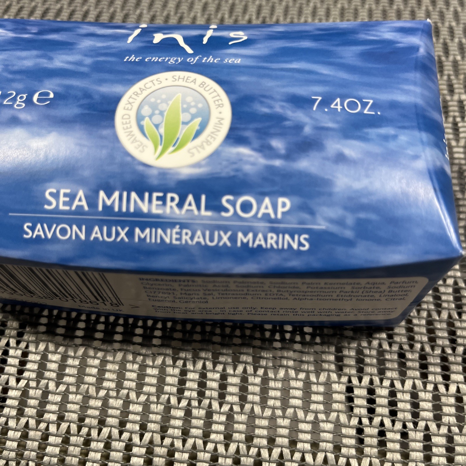 Inis Large Sea Mineral Bar Soap 7.4 oz./212g. Shea Butter Seaweed Extracts New