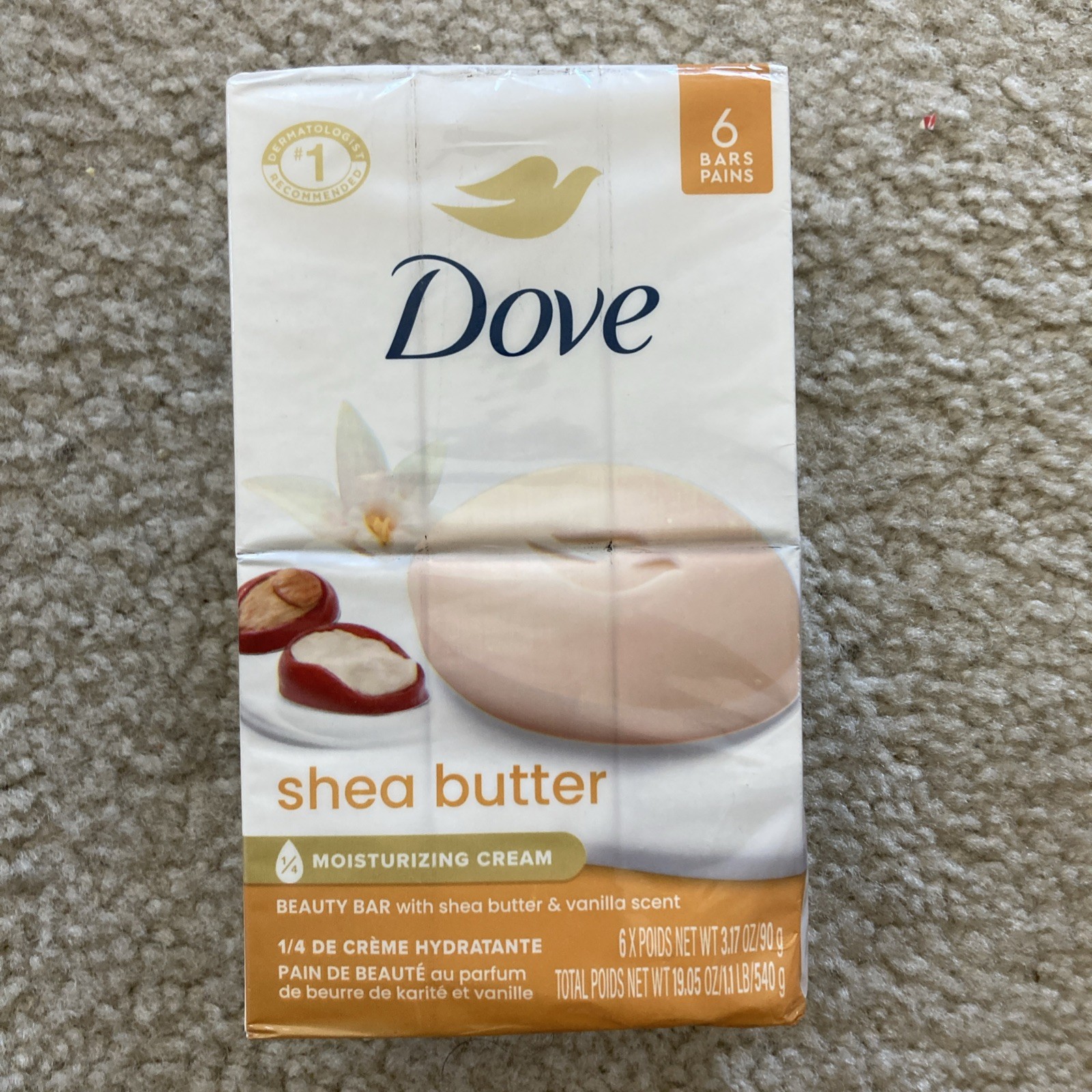 Dove Shea Butter & Vanilla Moisturizing Cream Beauty Bars 3.17 oz Pack Of 6
