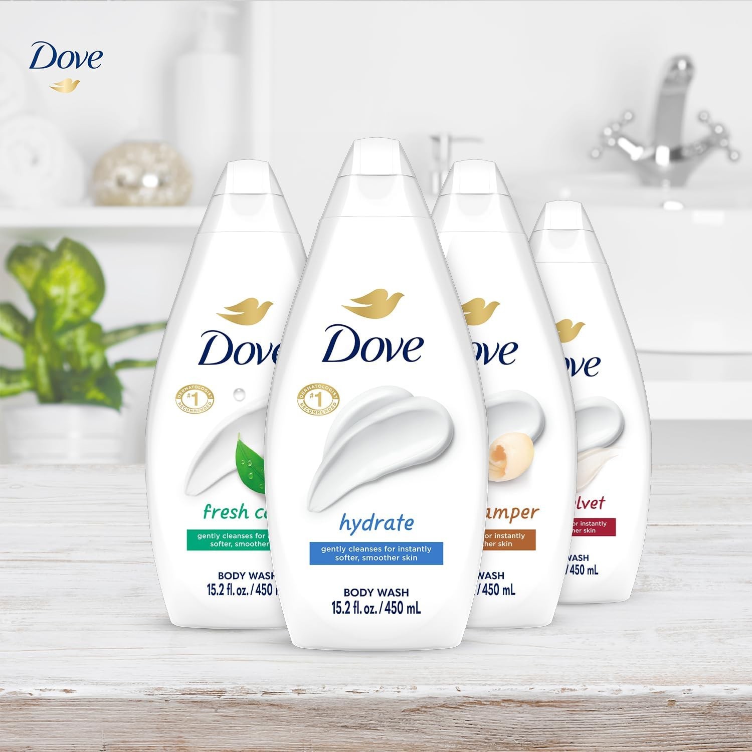 Dove Body Wash Variety 6-Pack – Hydrate, Gentle 16.9 Fl Oz (Pack of 6)