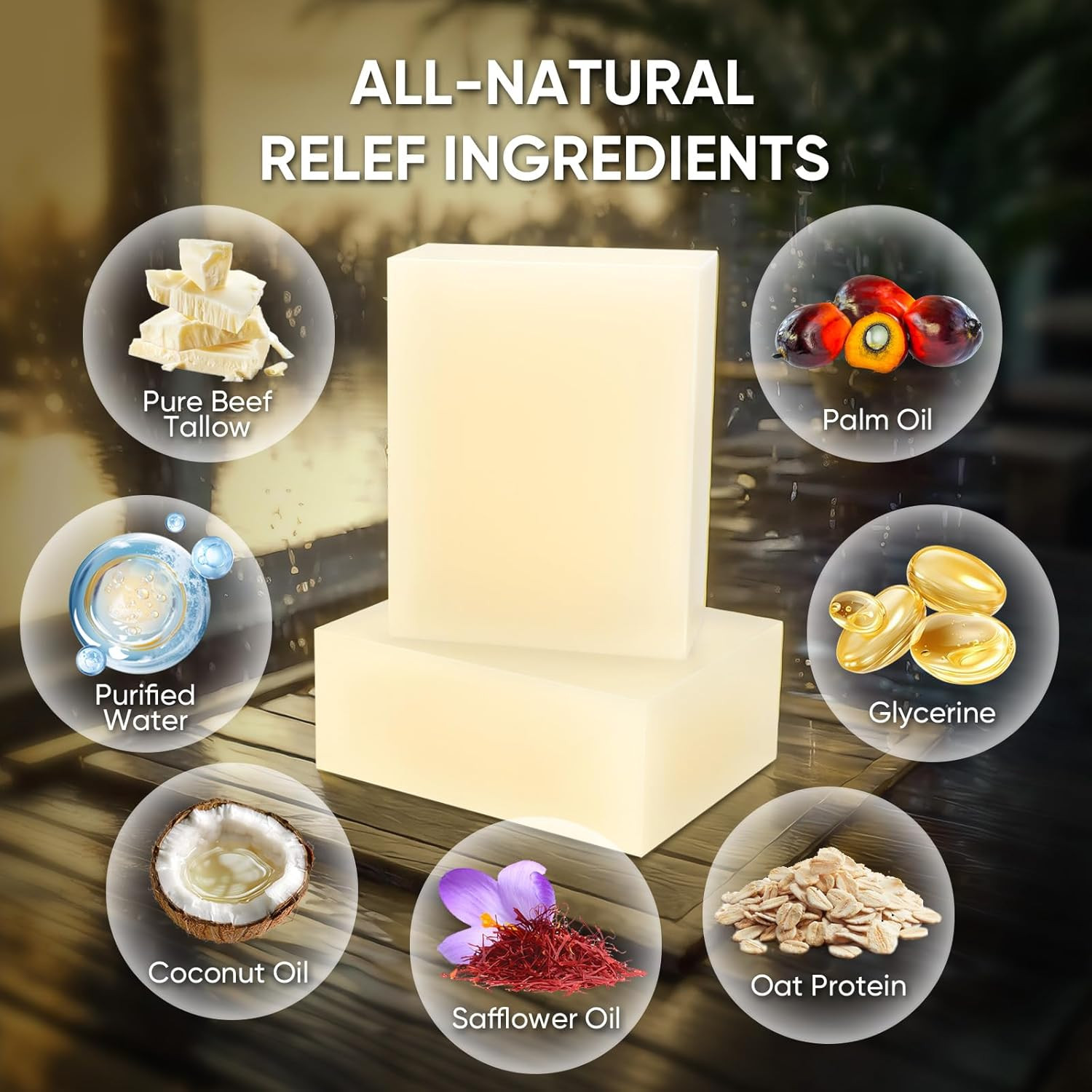 Beef Tallow Soap Bar – (2 Packs) All Natural and Organic Grass Fed Tallow Soap U