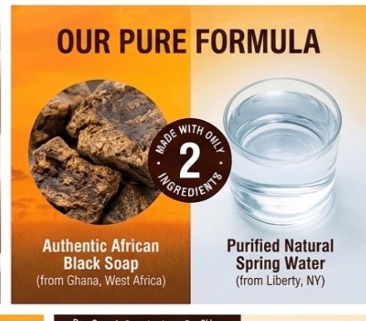 Black Seed Black soap liquid from Ghana and made with spring water 16 oz pump