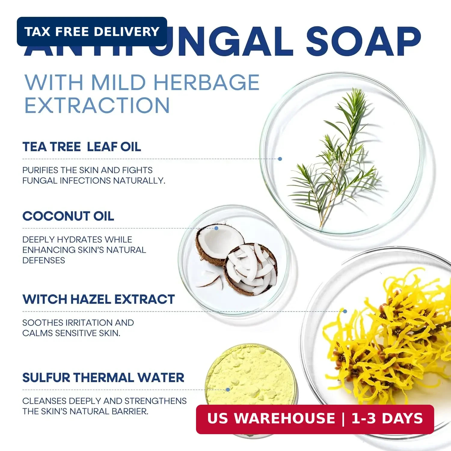 Tea Tree Oil Antifungal Soap Bar 1-Pack 2 Bars Jock Itch Athlete Foot Face Wash