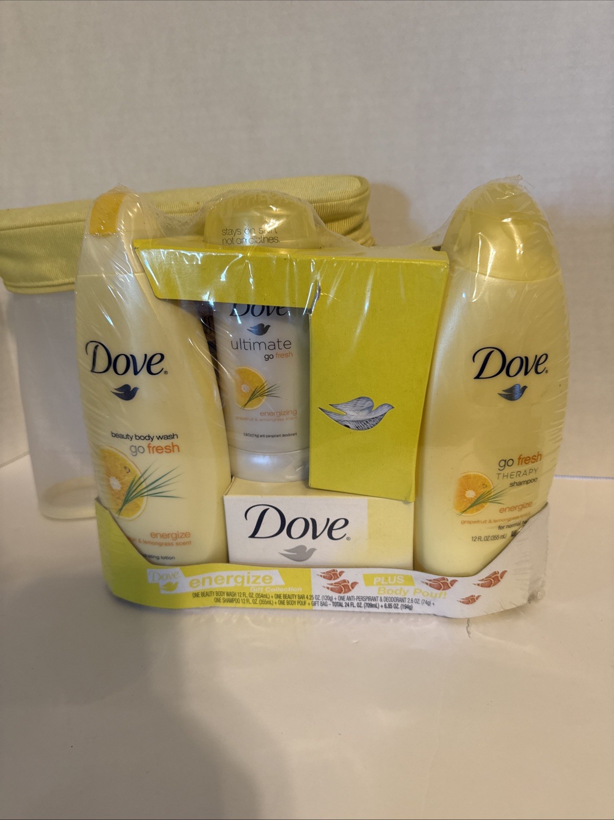 New Dove Go Fresh Grapefruit Lemongrass GiftSet Shampoo/Deodorant/Body Wash/Soap