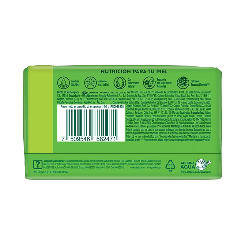 Palmolive Naturals Oliva y Aloe Bar Soap Sensación Humectante, 120g