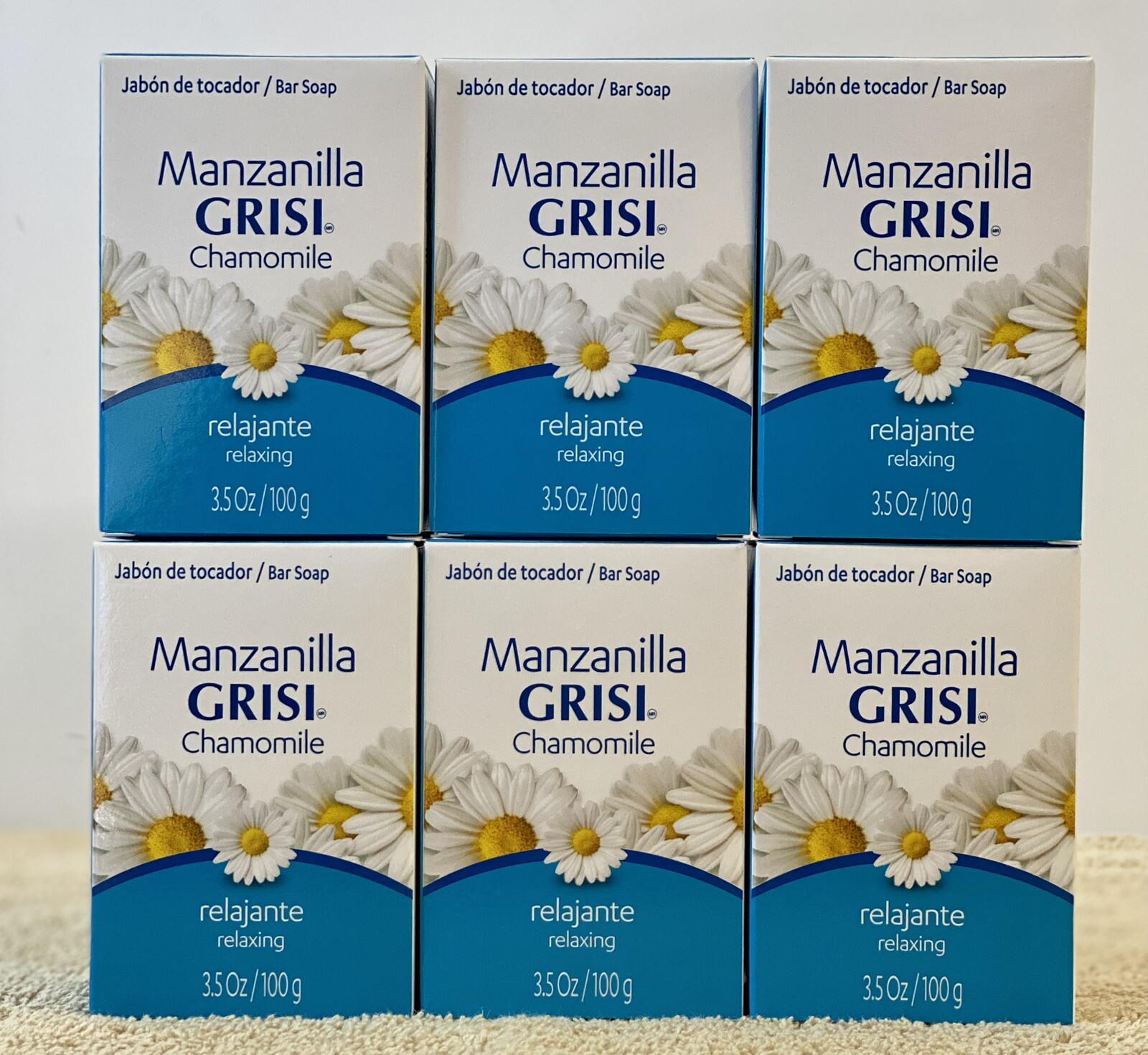Pack Of 6 Grisi Chamomile Relaxing Soap Bar Jabon Relajante Manzanilla 3.5 oz Ea
