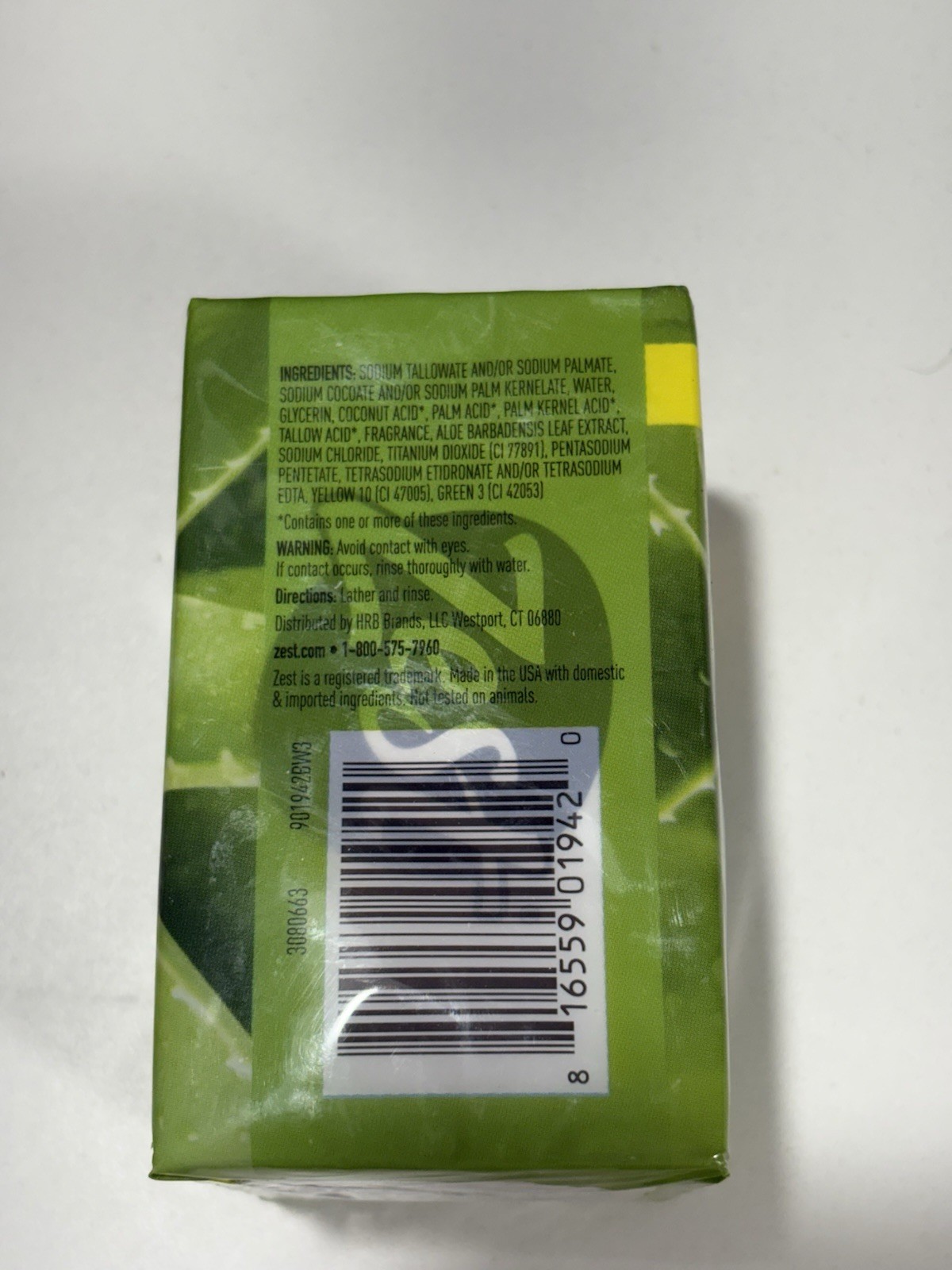 New Zest Soothing Aloe, Deodorant Bar Soap With Aloe Vera, 2x Bars 4.12oz Each