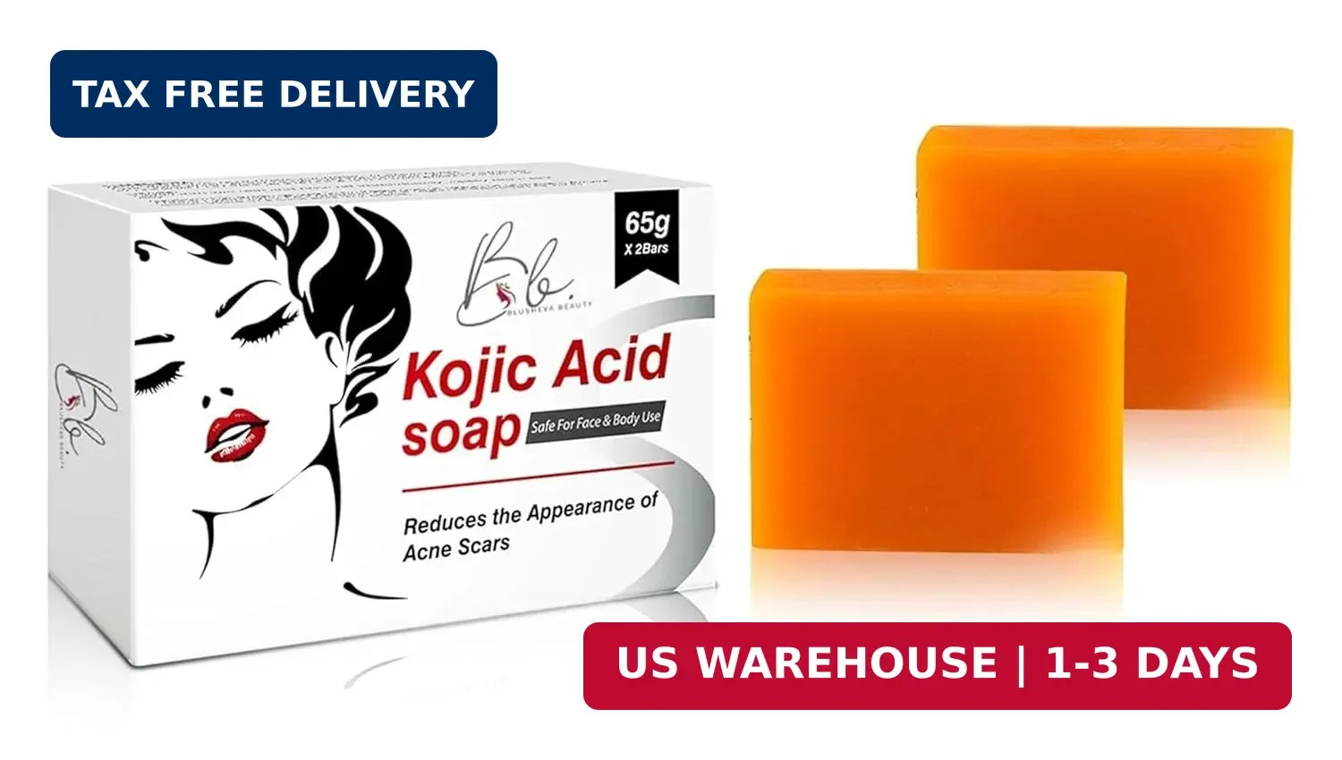 Kojic Acid Soap – 2 Bars in One Box (65g x 2) | Face & Body Cleansing Bar with T