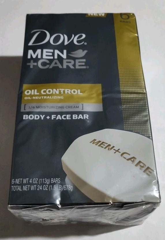 Dove Men + Care Body & Face Bar Soap Oil Control 1 Pack Of 6 Bars New Discontinu