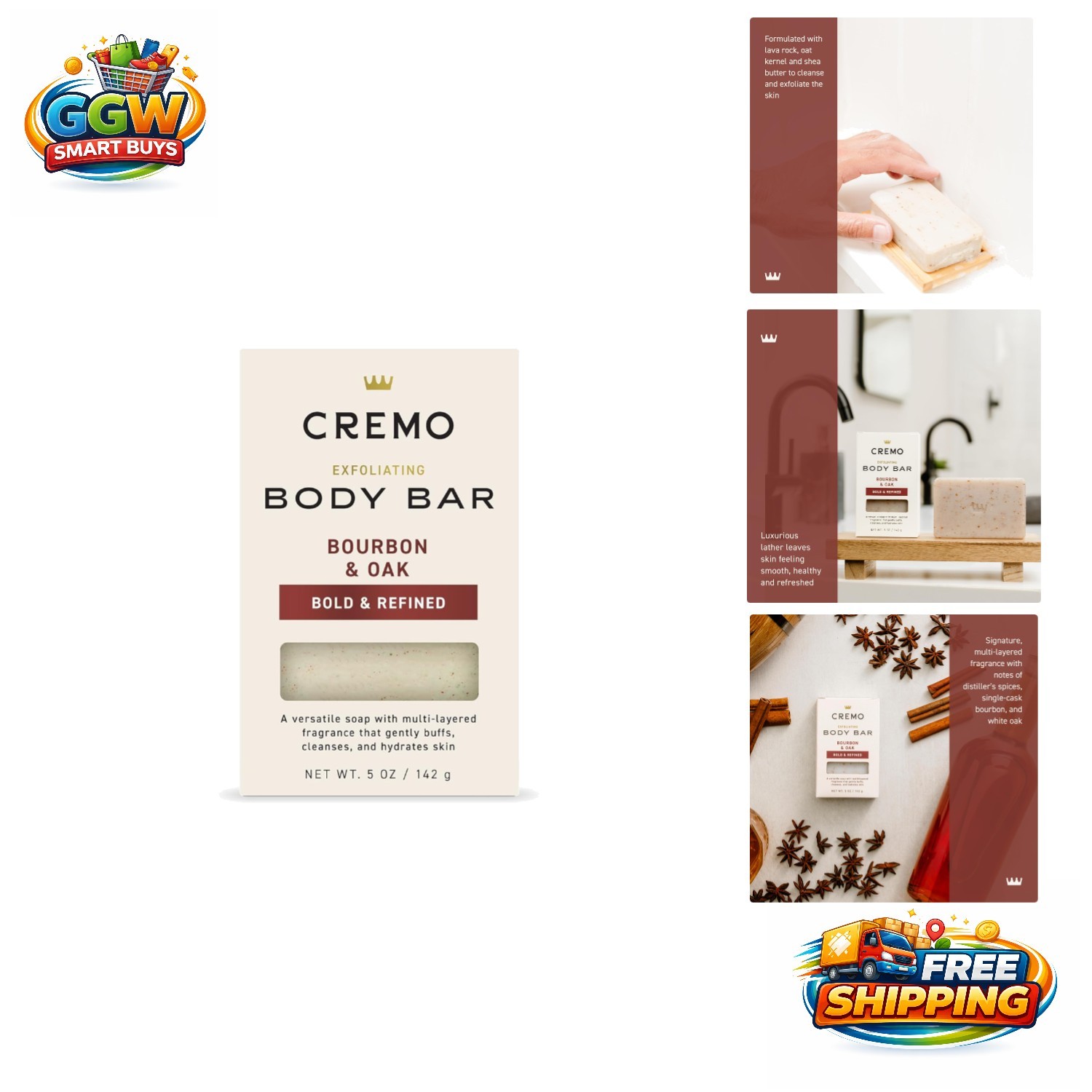 Luxury 5oz Bourbon & Oak Exfoliating Body Bar – Revitalize Your Routine