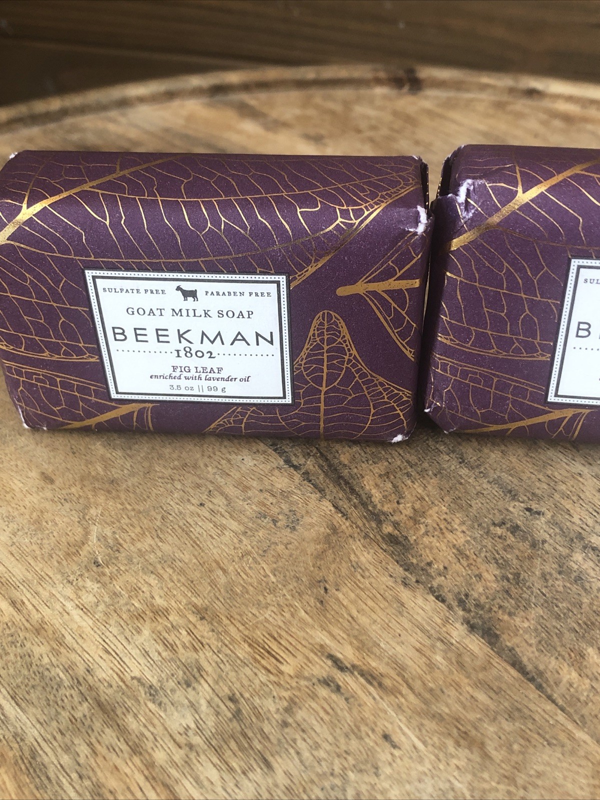 (2) Beekman 1802 FIG LEAF Palm Size Bar Soap – 3.5 oz Each