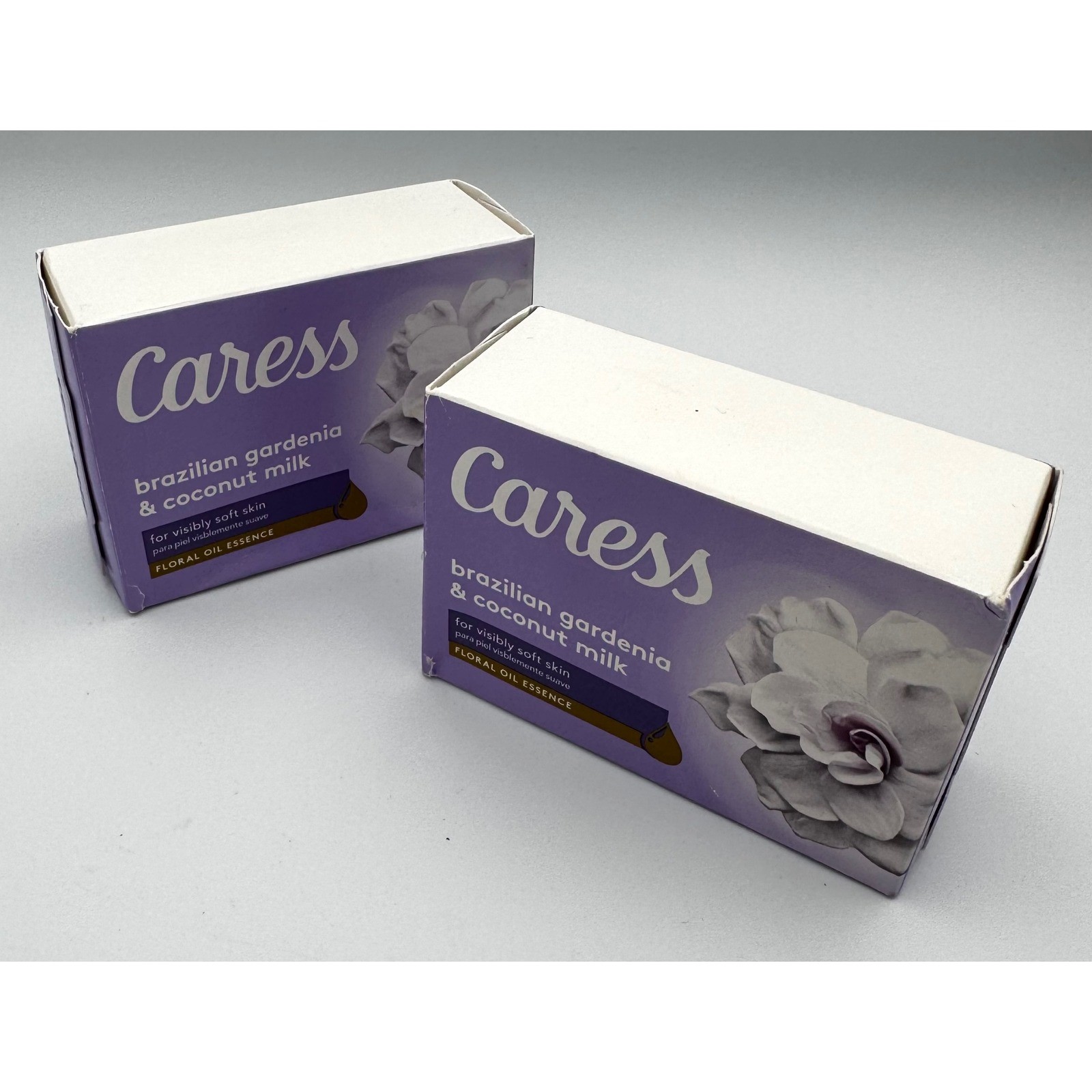 Lot of 2 Caress Brazilian Gardenia & Coconut Milk Beauty Bar Soap Discontinued