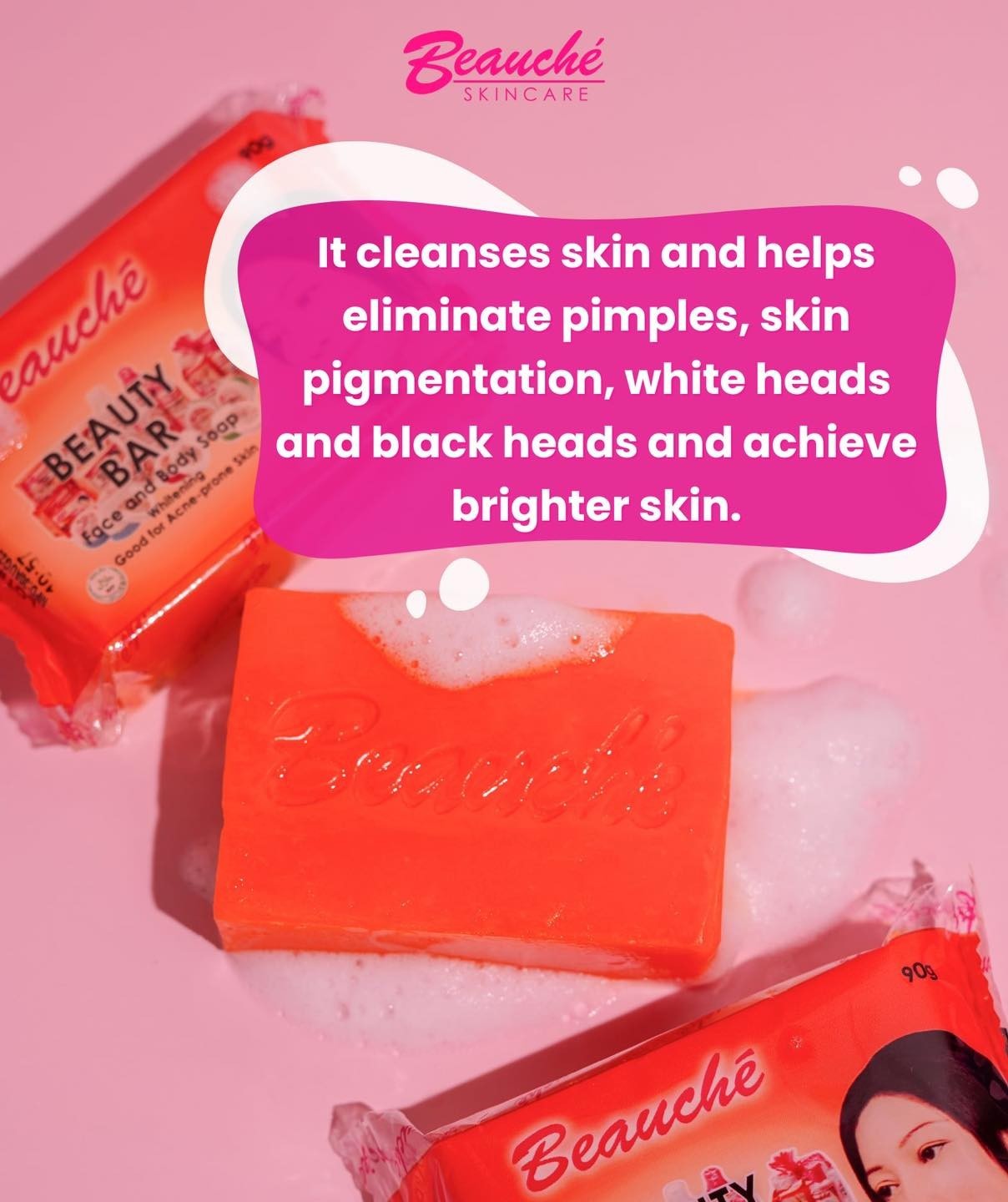 5 PIECES BEAUCHE KOJIC SOAP-LIGHTENS SKIN, TREATS ACNE, REDUCES WRINKLES 90gram