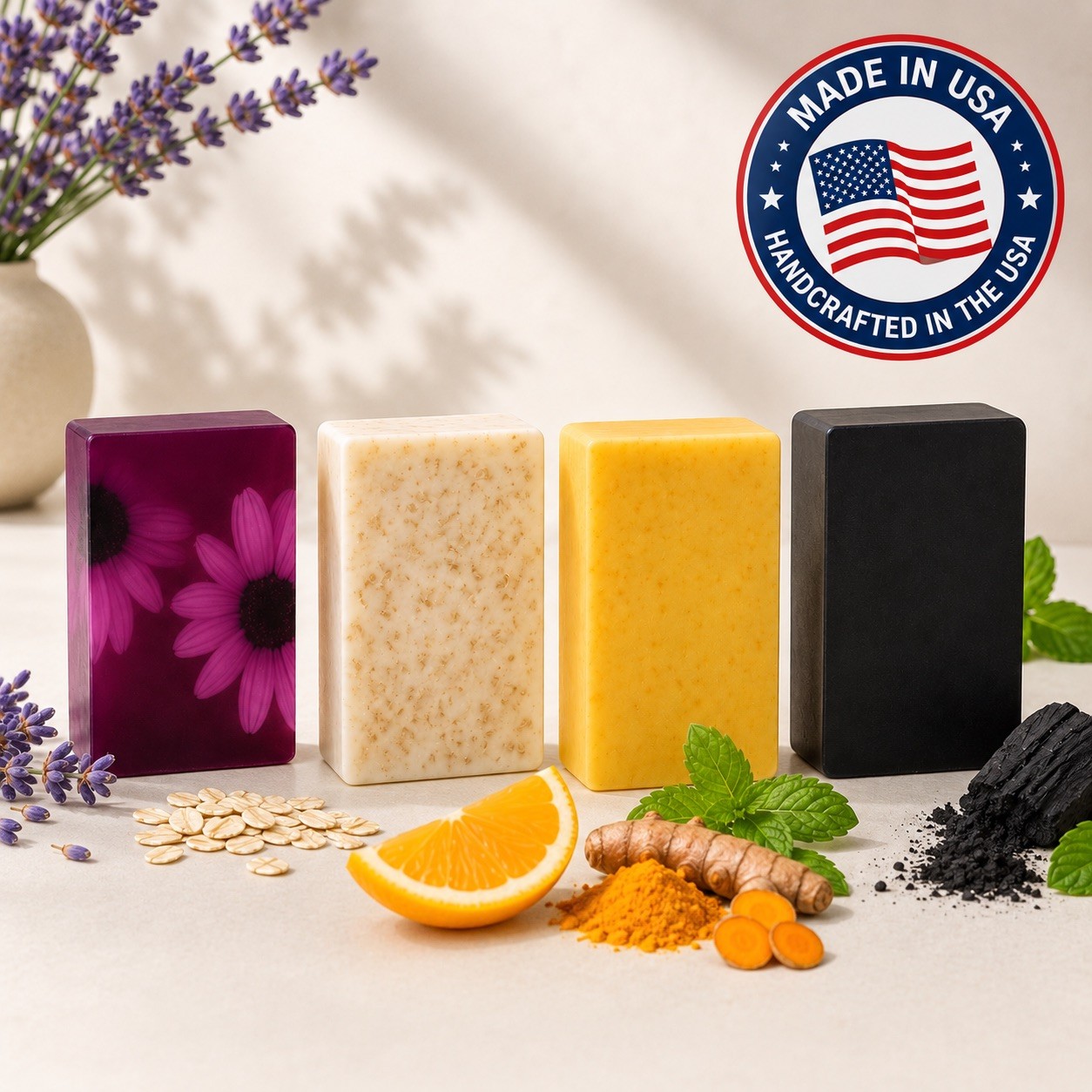 Natural Soap Gift Set for Women 4 Pack Handmade Natural Soap