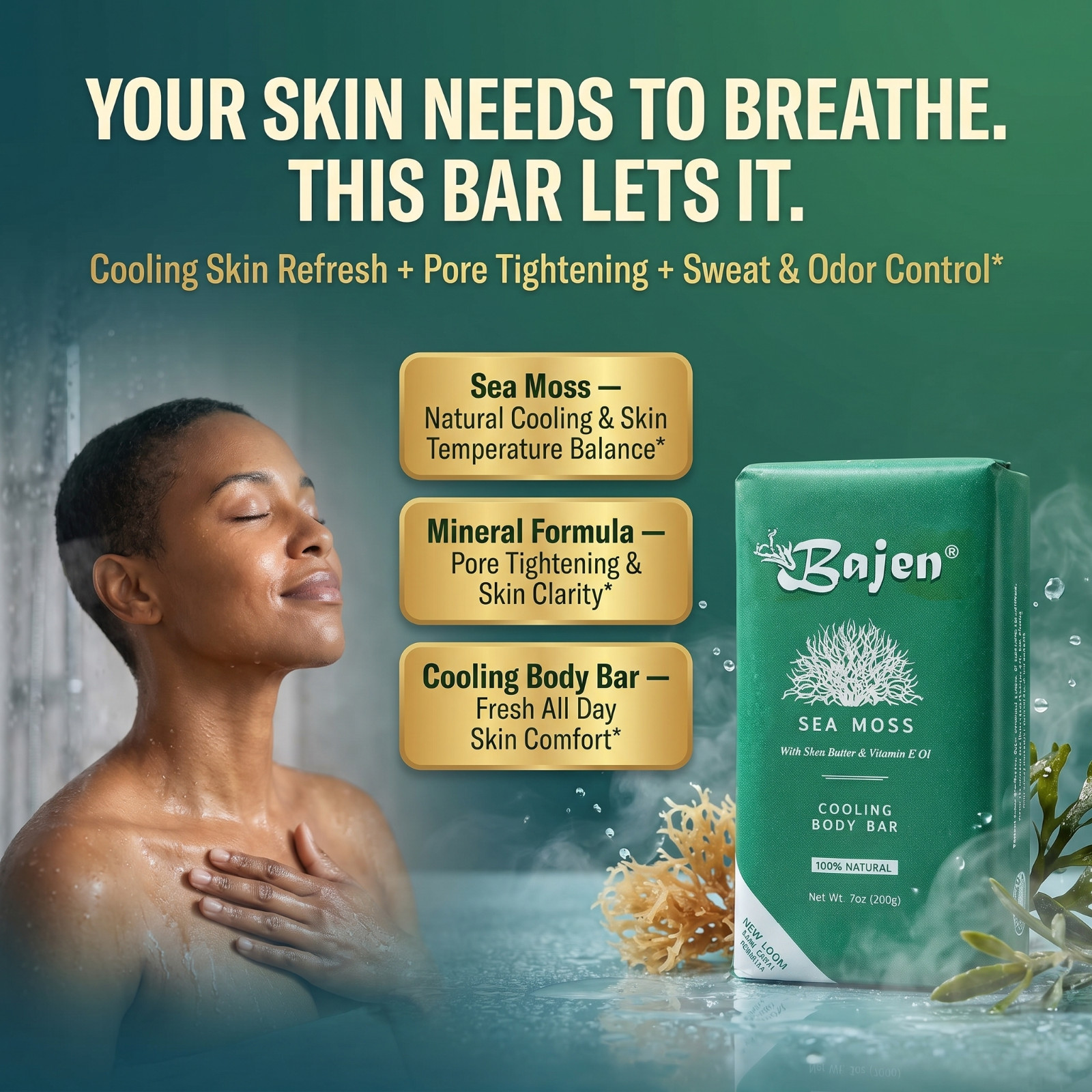 SEA MOSS COOLING SOAP BAR – Skin Softening Emollient Moisture Cell Health 7oz
