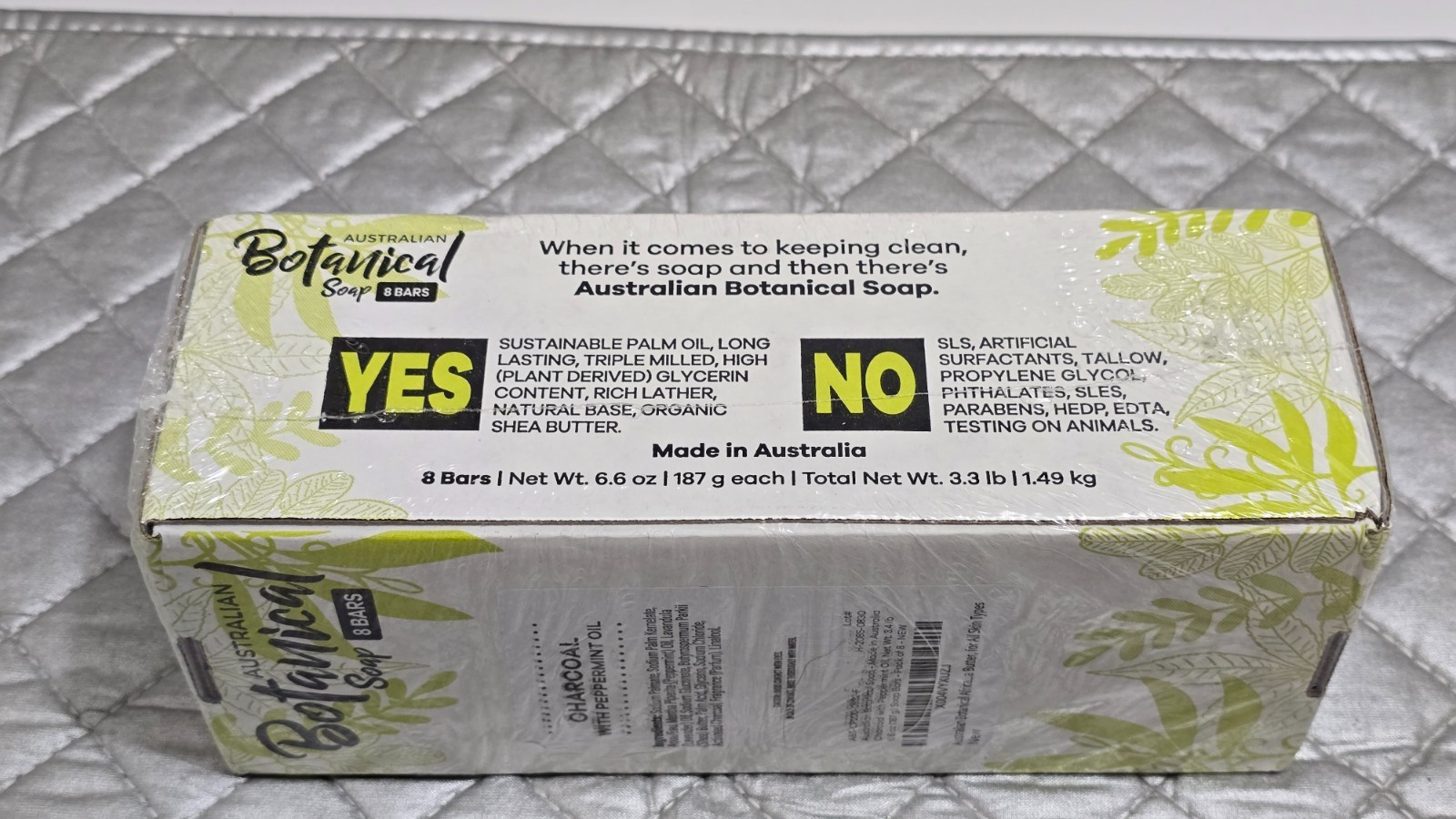 Australian Botanical Soap Pack of 8 6.6oz Bars – New – HTF Charcoal & Peppermint
