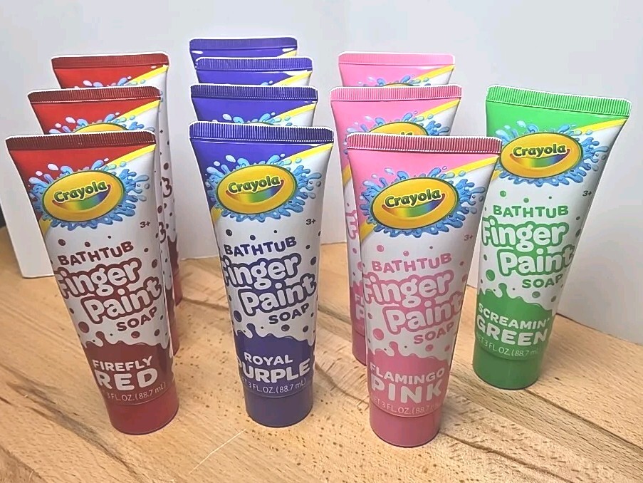 🔥Lot Of 11 New Crayola Bathtub Finger Paint Soap Kids 3oz Red Green Pink Purple