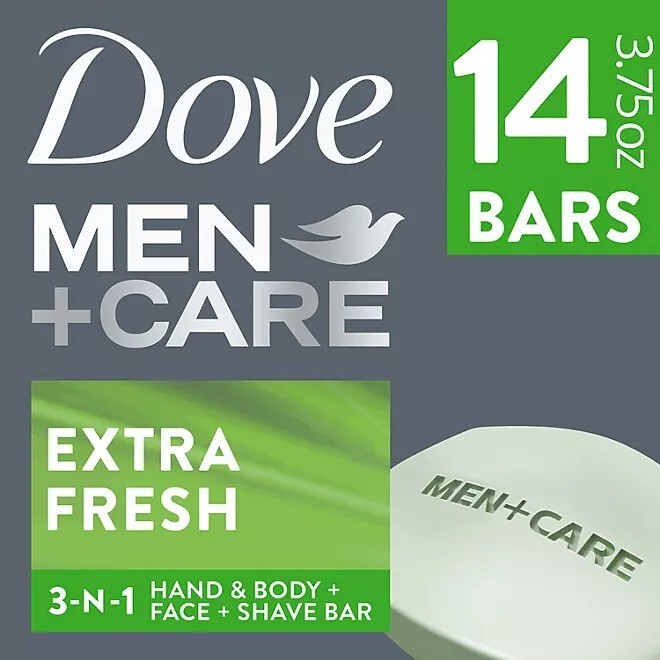 Dove Men+Care Body & Face Bar Soap, Extra Fresh, 3.75 oz, 14 Bars