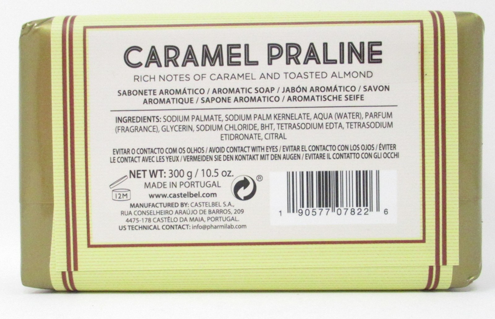 Castelbel LTD Editions Luxury Bath Bar Soap Caramel Praline Scented 10.5oz