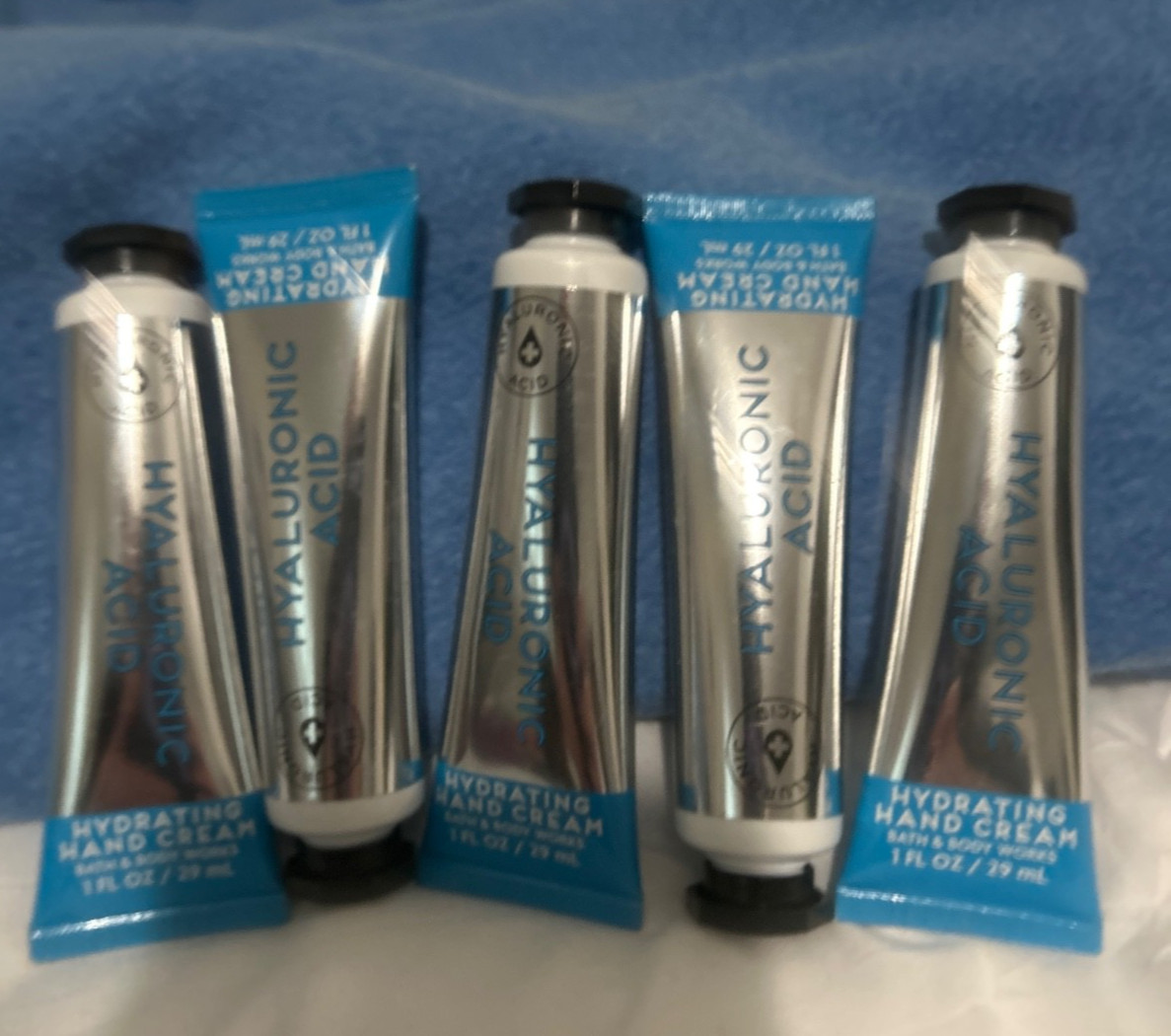 5 BATH & BODY WORKS HYALURONIC ACID HYDRATING HAND CREAM LOTION TRAVEL SIZE 1 OZ